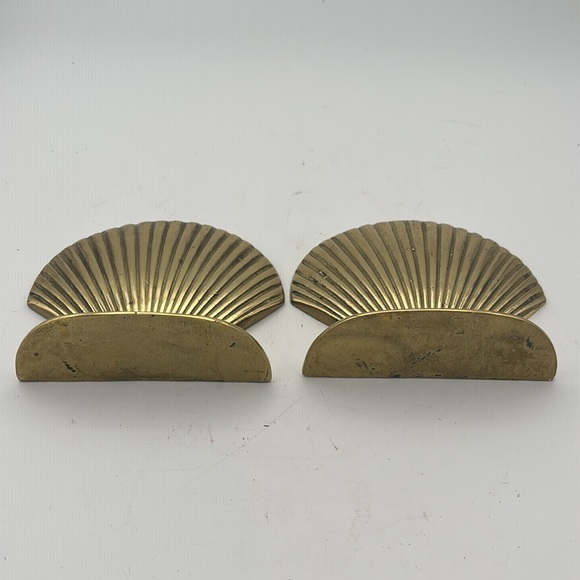 VTG Brass Seashell/Clamshell Bookends - Picture 7 of 9
